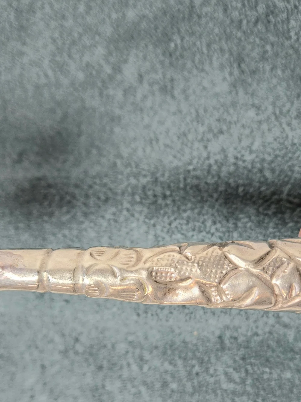 Vintage Ornate Brass Salad Servers Floral Handles Stone Finials